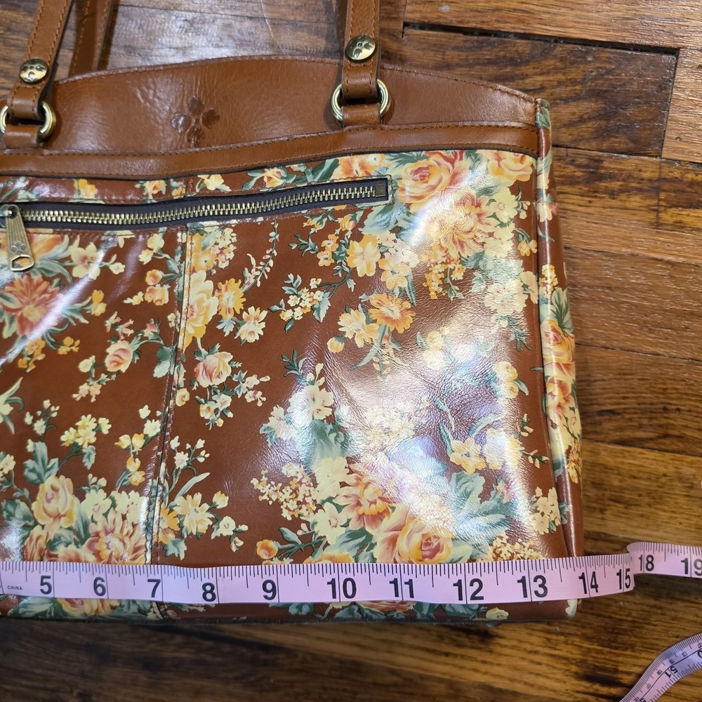 Patricia Nash Women Large Satchel Tan Leather Antique Rose Floral Handbag Purse - Picture 5 of 10